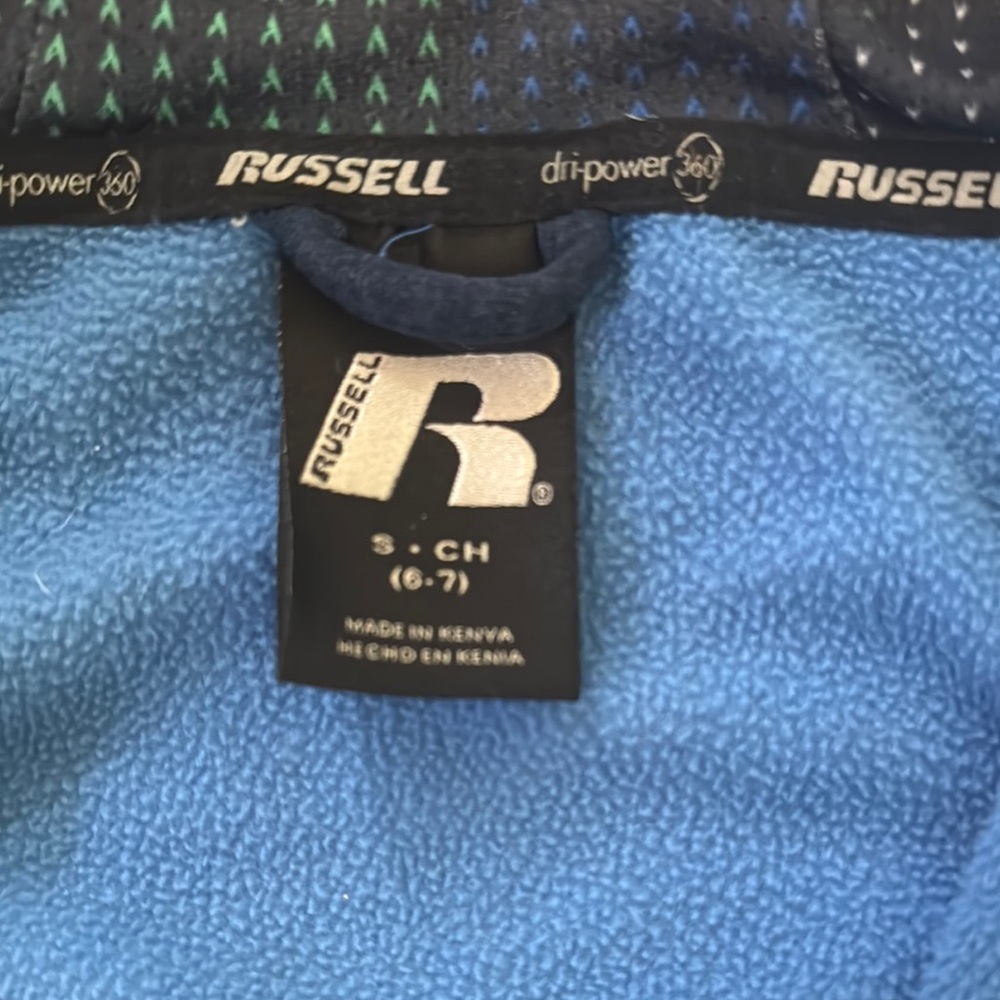Blue and Navy blue Hooded Jacket with Green Accents - Picture 9 of 10